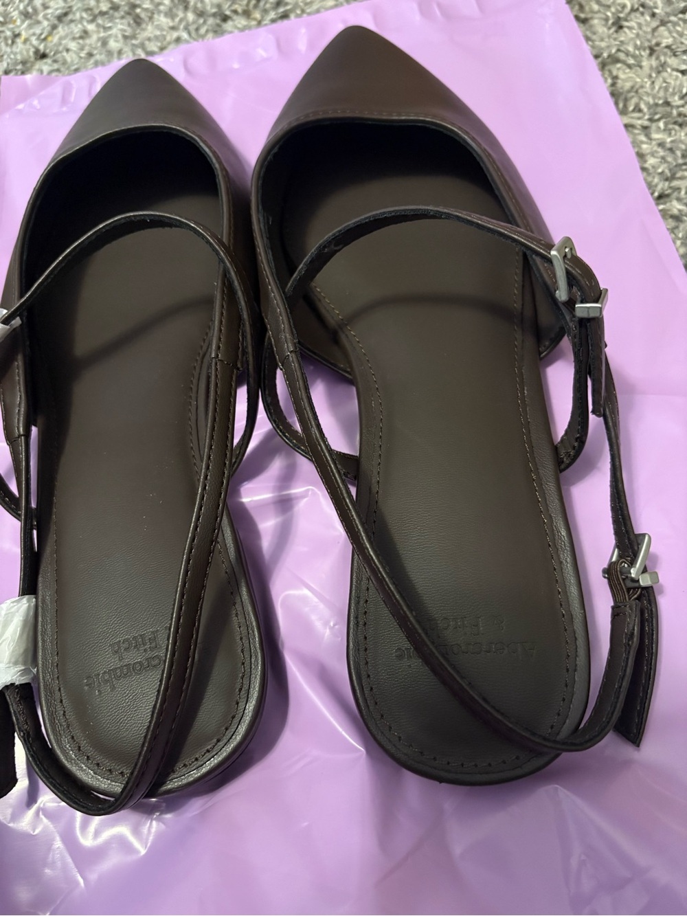 Abercrombie & Fitch Dark Brown Pointed Slingback Flats - Picture 4 of 5